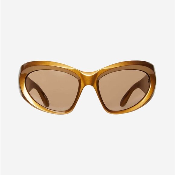 NEW BALENCIAGA CAT EYE SUNGLASSES BALENCIAGA BB0228S 004 GOLD BROWN EYEWEAR - Picture 2 of 5